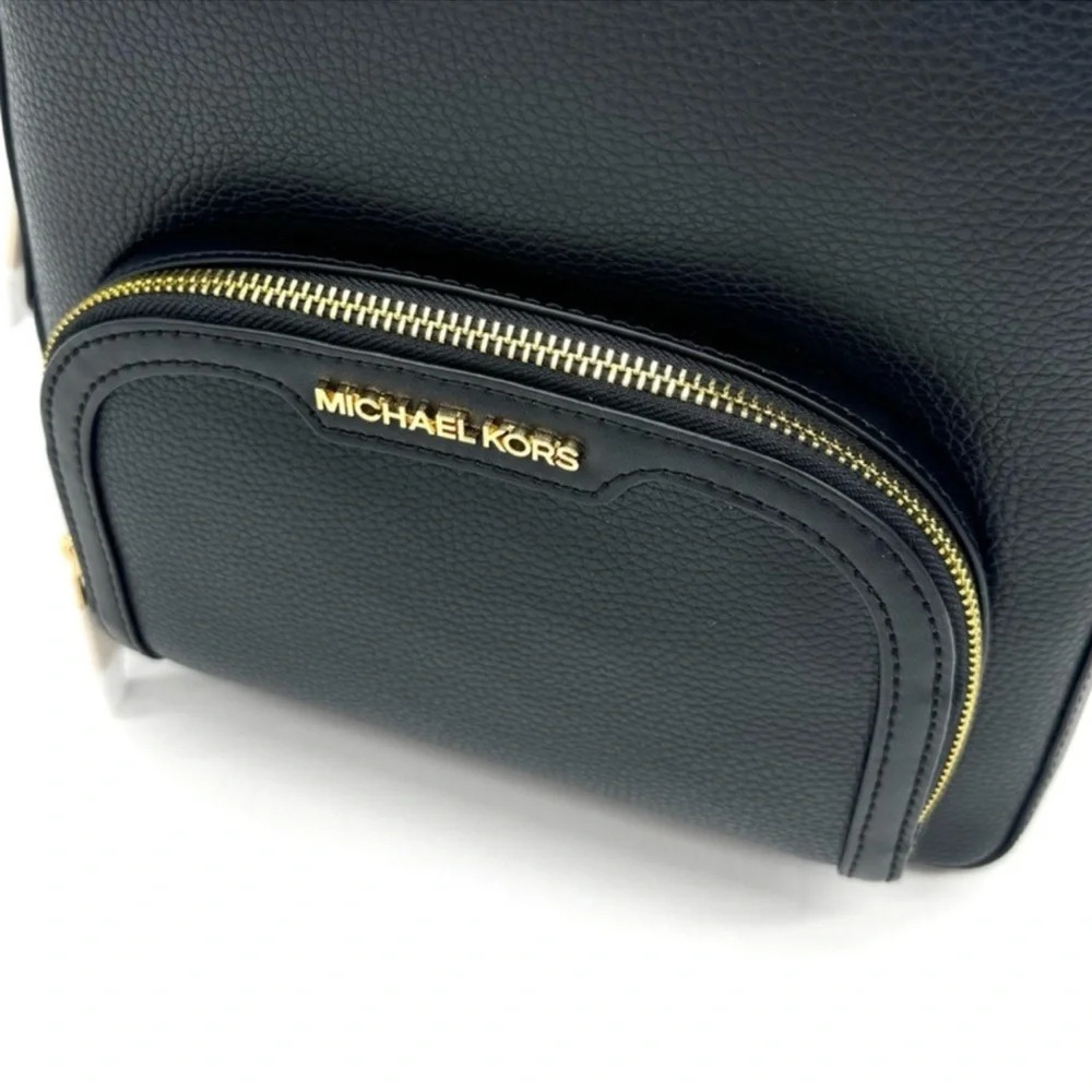 Michael Kors Medium Jaycee Backpack & Large Continental Wallet Black/Gold - Picture 9 of 14